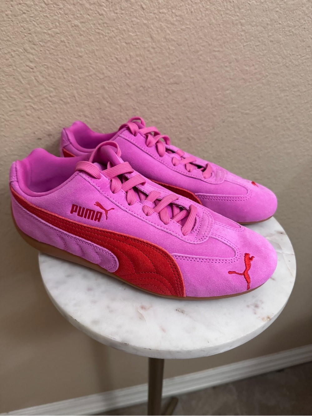 Women Puma Puma Casual Speedcat OG sneakers pink red suede sneakers Sz 7.5 - Picture 2 of 8